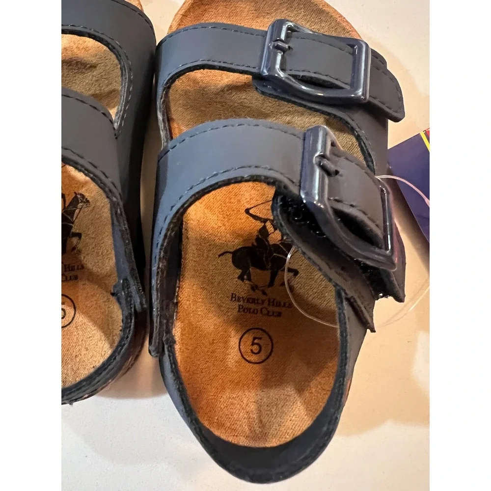 Beverly Hills Polo Club Toddler Boys Navy Blue Buckle Sandals BH90558 Size 5 NEW